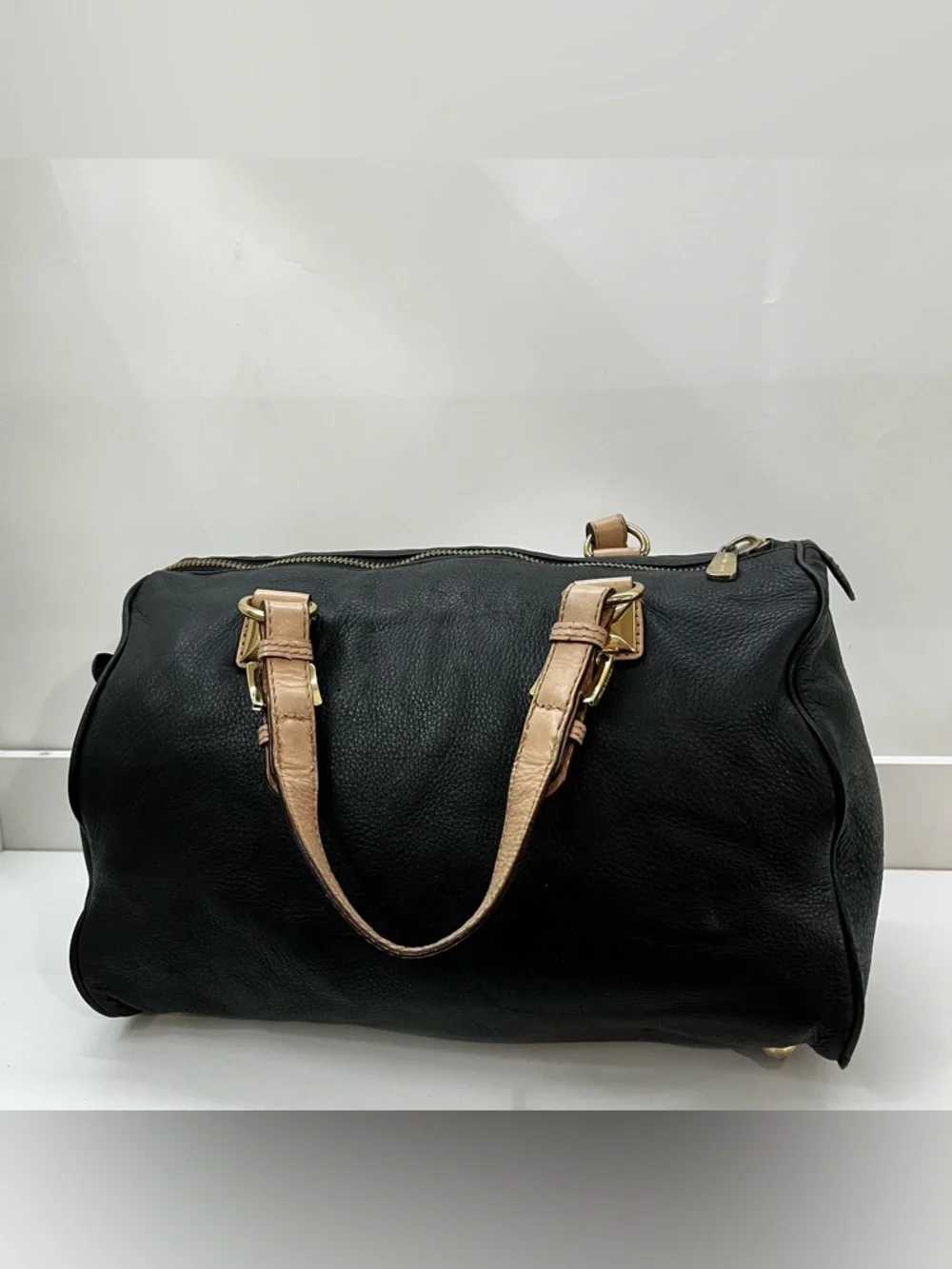 MICHAEL KORS Black Y2K Leather Boston Speedy Jet Set Handbag Tote
